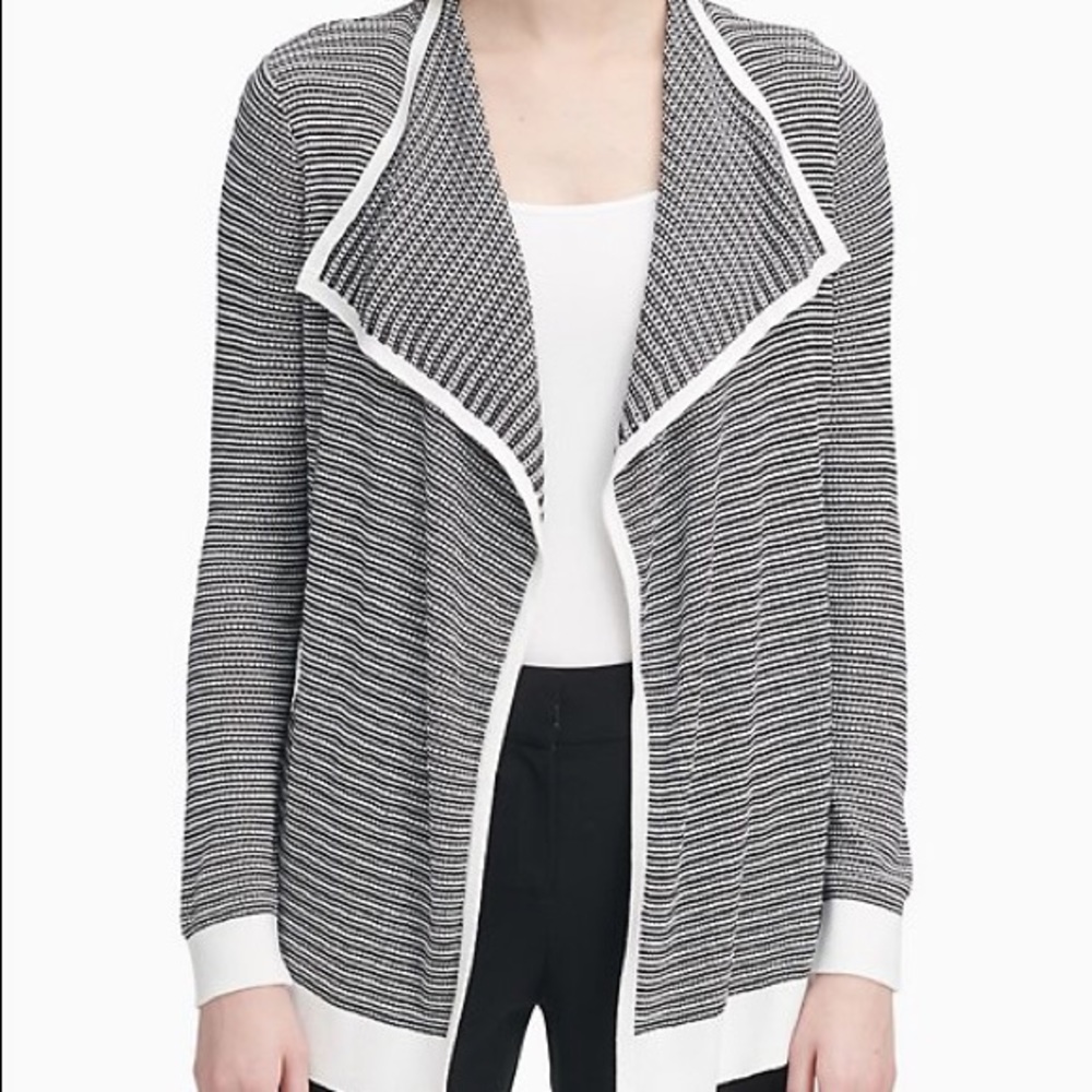 Calvin Klein Lightweight Textured Striped Cardigan
